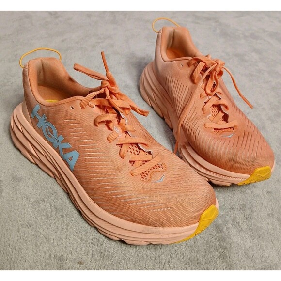 HOKA ONE ONE Rincon 3 Womens 6.5 B Running Shoes Coral Peach Lightweight Cushion - Picture 1 of 11